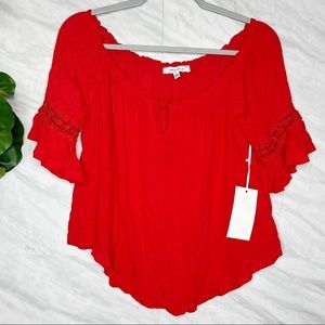 Purple Snow Red Boho Top Large NWT